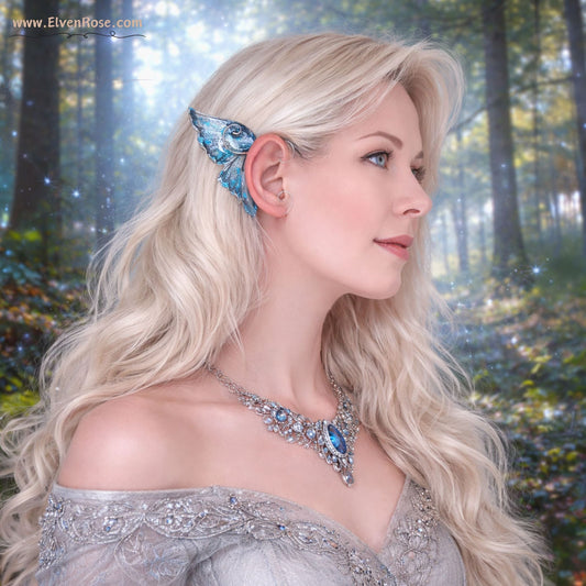 Blue Fairy Ear Wrap Earrings - Elven Rose