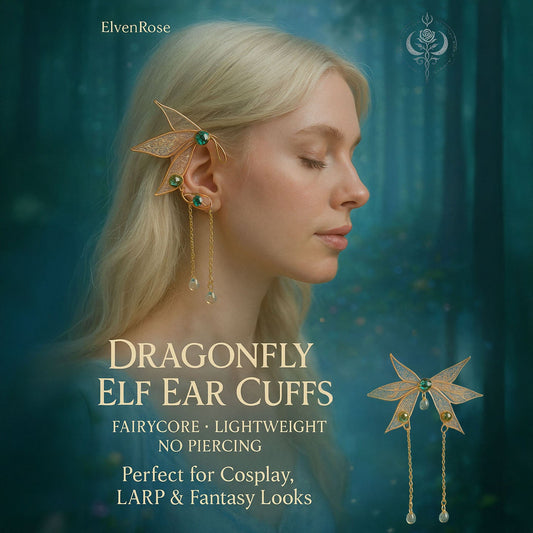Dragonfly Elf Ear Cuffs - Elven Rose