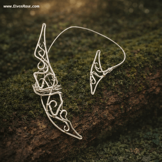 Elven Crescent Moon Ear Cuff Earring - Elven Rose