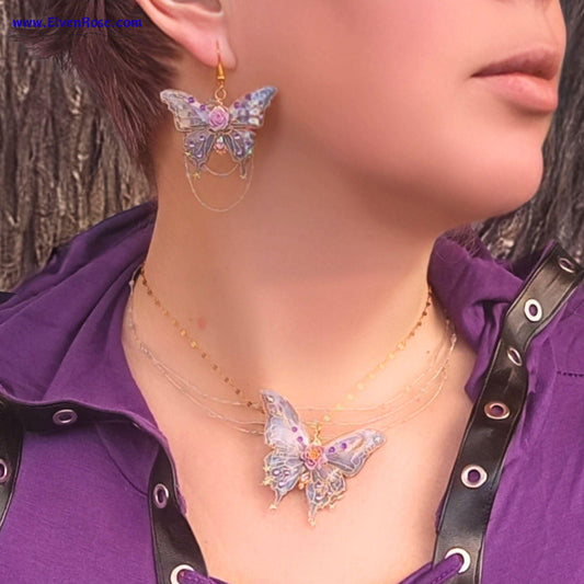 Enchanted Butterfly Jewelry Set - Elven Rose