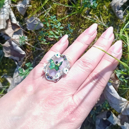 Enchanted Meadow Fairy Ring with Crystals - Elven Rose