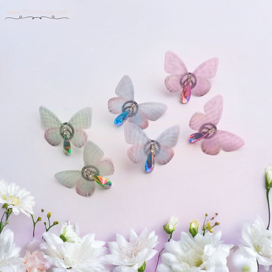 Fairy Wing Butterfly Earrings - Elven Rose