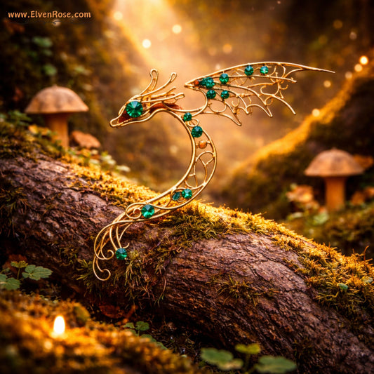 Golden Dragon Ear Wrap Earring - Elven Rose