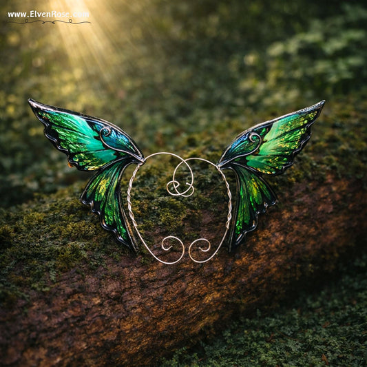 "Green & Black" Butterfly Ear Wrap Earrings - Elven Rose