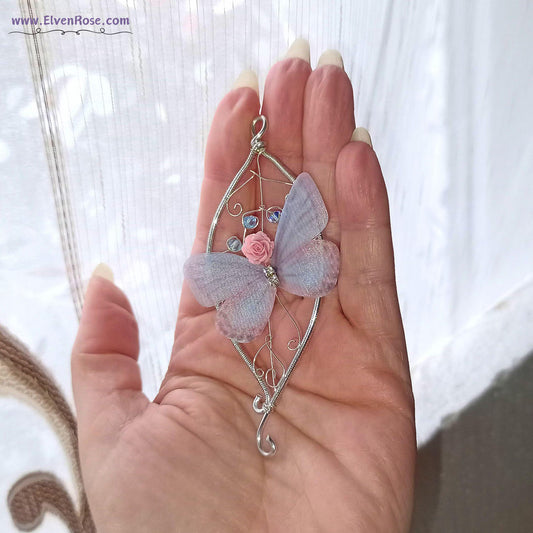 Fairy Butterfly Ornament / Suncatcher - Elven Rose