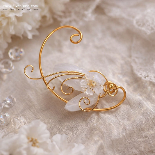 Ivory Blossom Elf Ear Wrap - Elven Rose