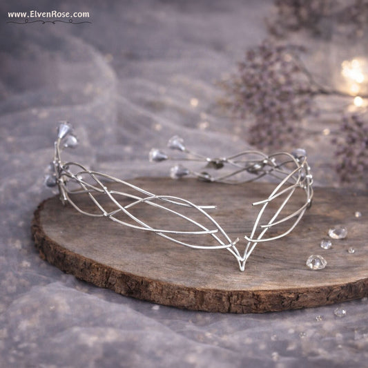 "Lady of Light" Fantasy Crystal Tiara - Elven Rose