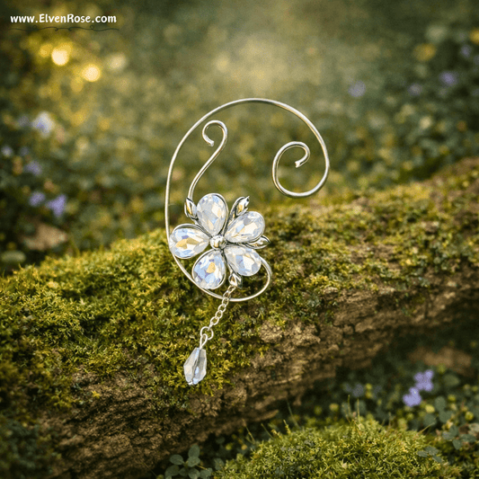 Moonlight Whispers Ear Cuff - Elven Rose