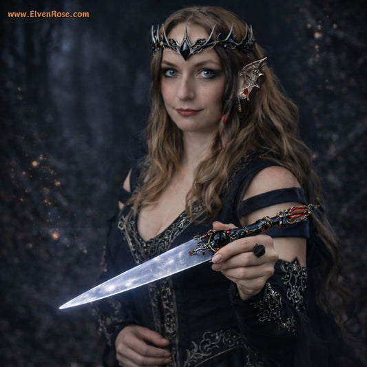"Shadowthorn Crown" Dark Elf Crown - Elven Rose