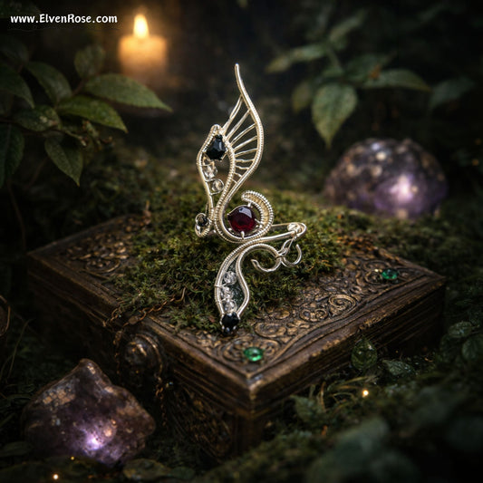 "Shapeshifter" Fantasy Silver Ring - Elven Rose