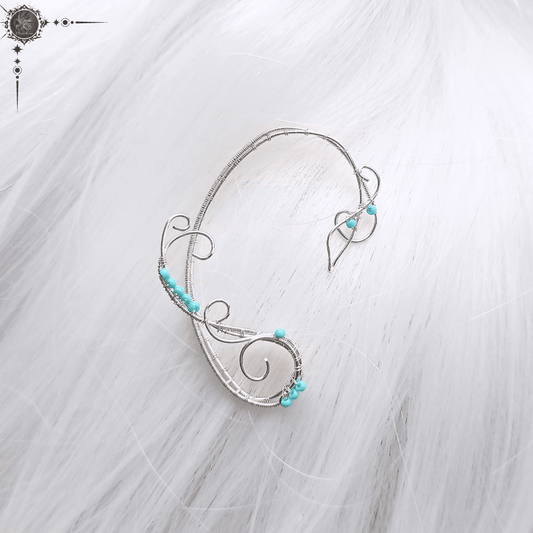 Silver and Turquoise Ear Wrap - Elven Rose
