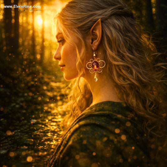 "Sunset Crystals Earrings" Art Nouveau earrings - Elven Rose