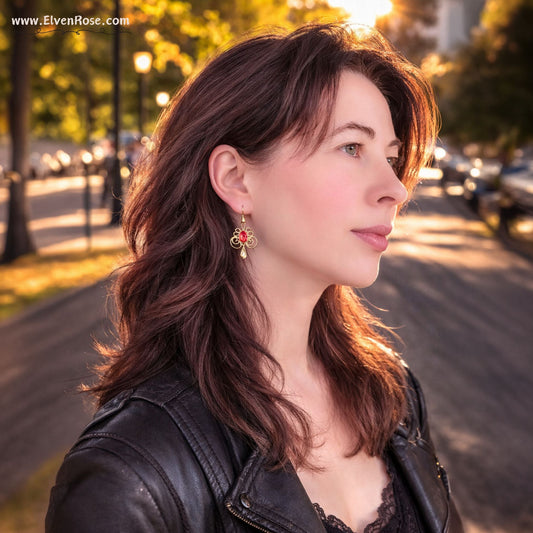 "Sunset Elegance Earrings" Art Nouveau earrings - Elven Rose