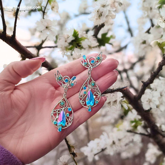 "Whispers of Starlight" night glow fantasy earrings - Elven Rose