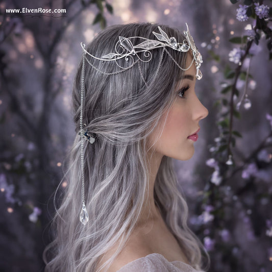 White Elegance Tiara - Elven Rose