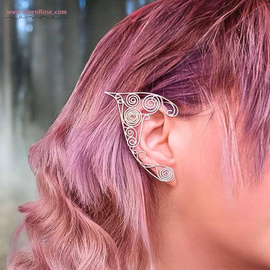 Silver Spirals Elf Ear Cuffs