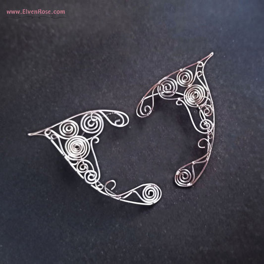 Silver Spirals Elf Ear Cuffs