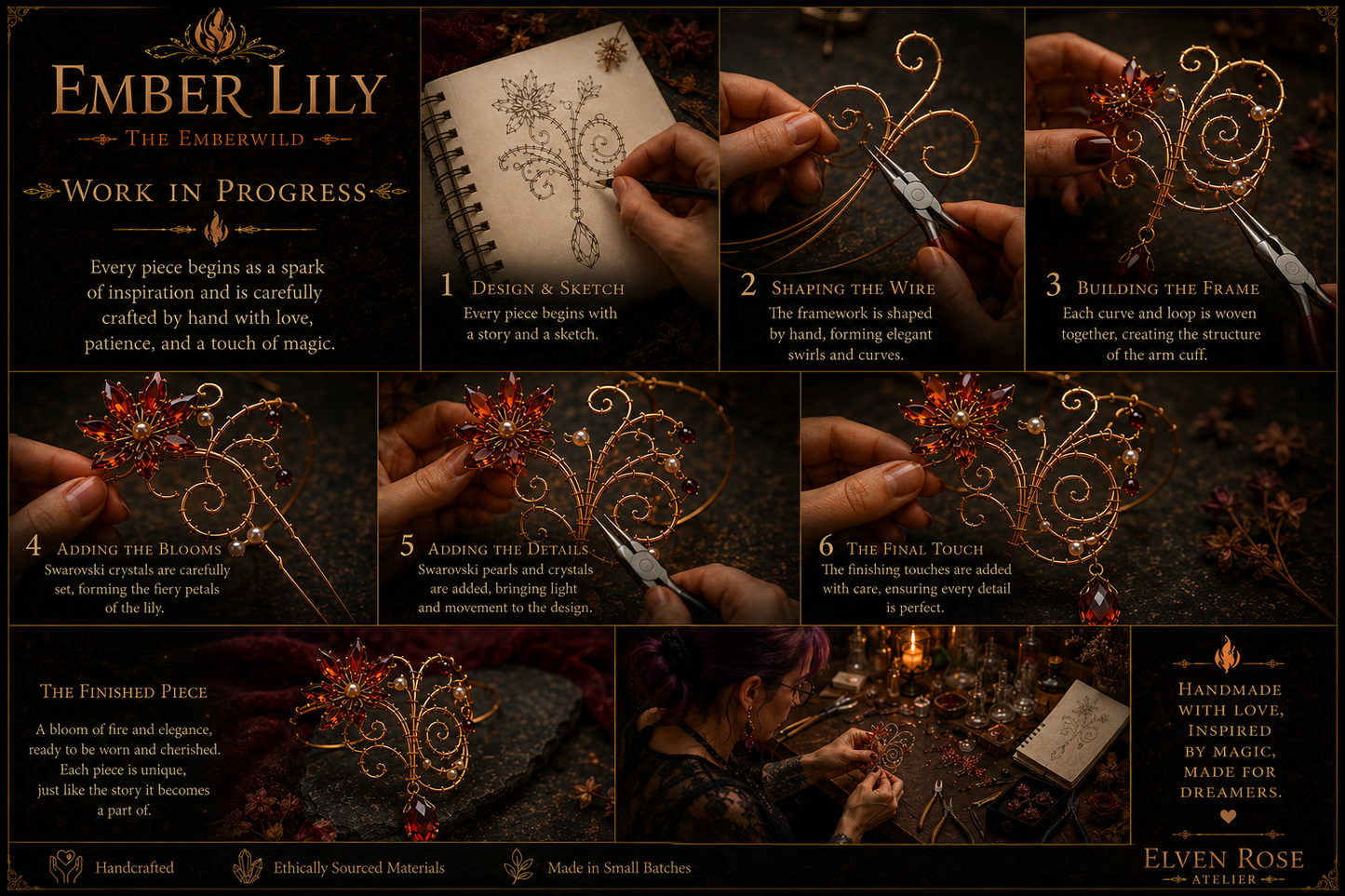 Ember Lily artisan work in progress showing handcrafted wirework.