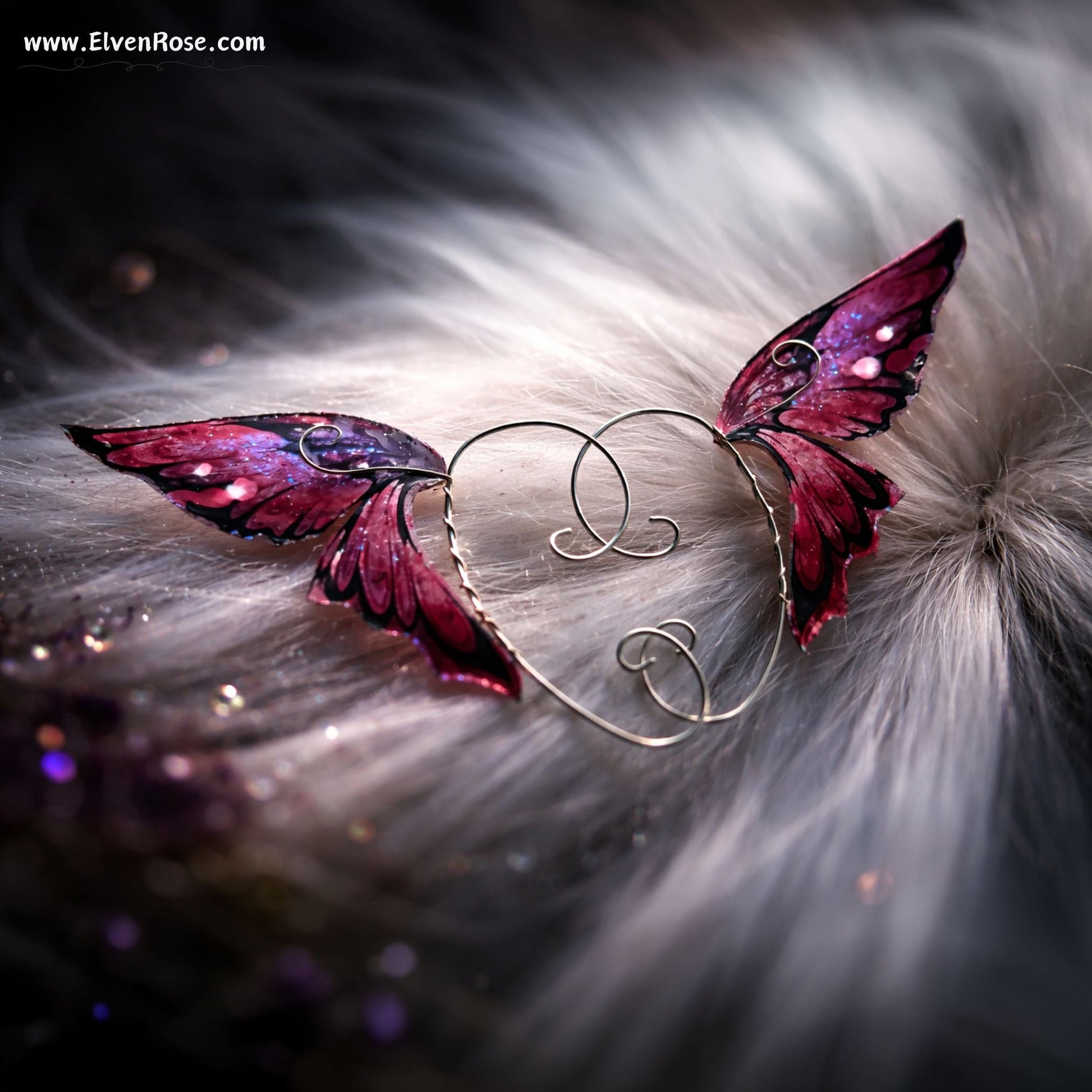 Brown and Purple Butterfly Wing Resin Ear Wrap Earrings - Elven Rose