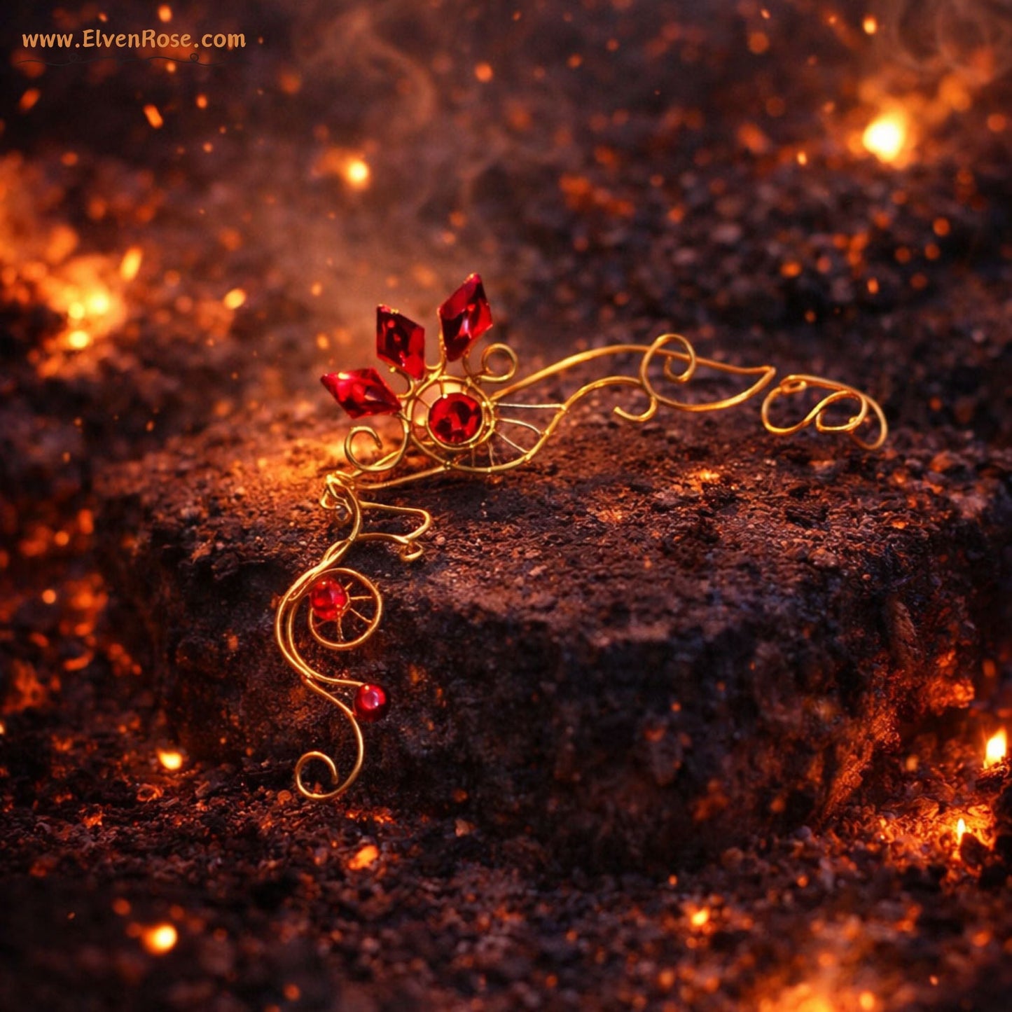 "Fire Sprite" Fantasy Ear Cuff - Elven Rose