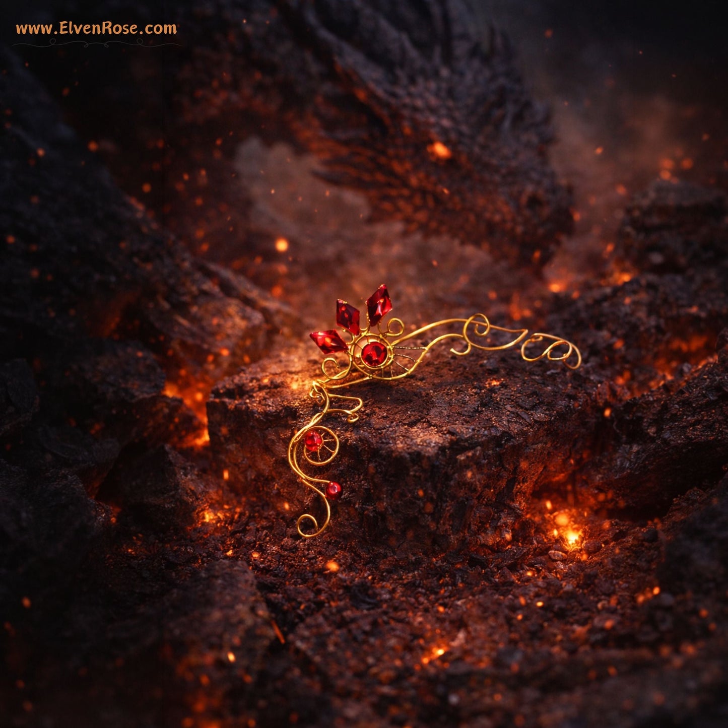 "Fire Sprite" Fantasy Ear Cuff - Elven Rose