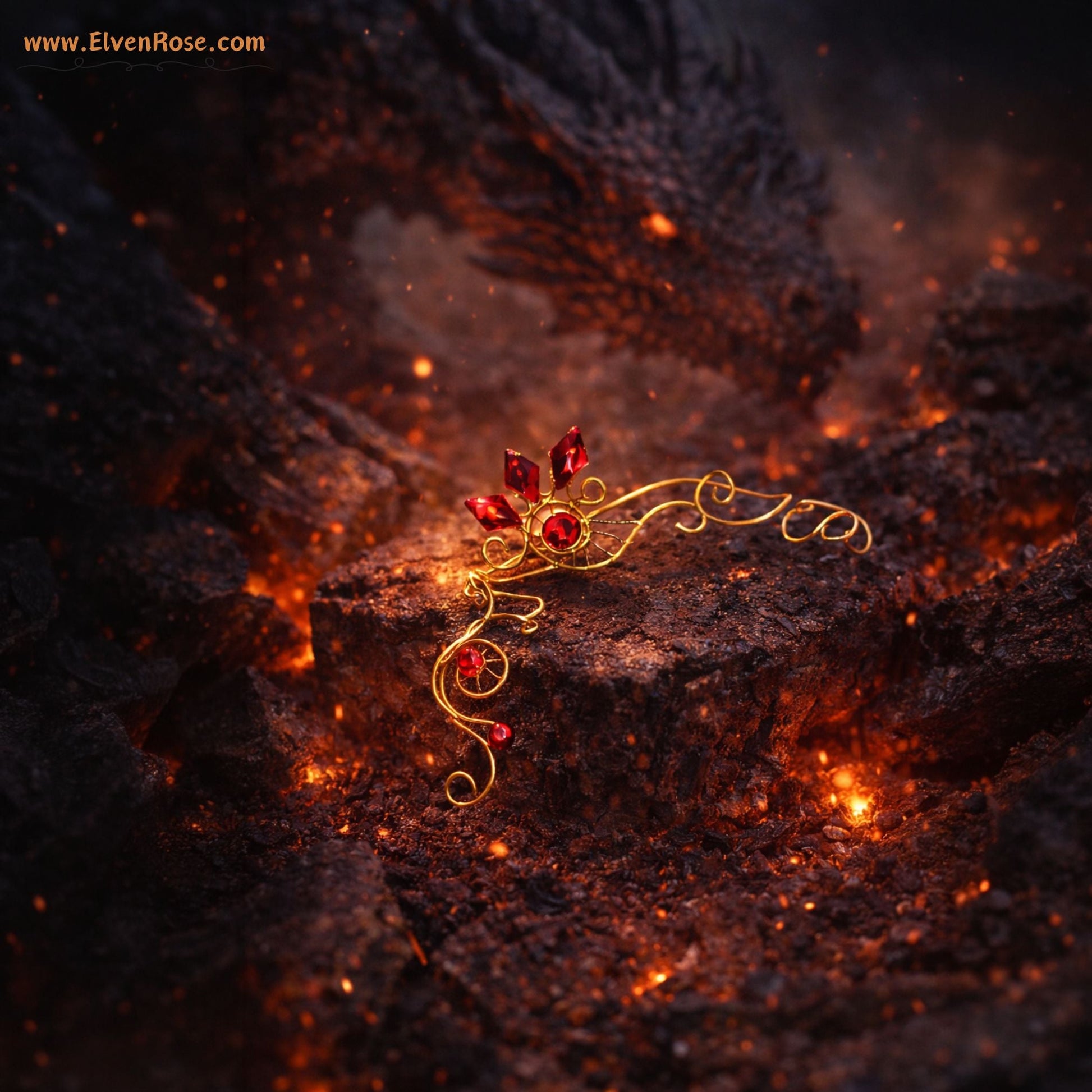 "Fire Sprite" Fantasy Ear Cuff - Elven Rose
