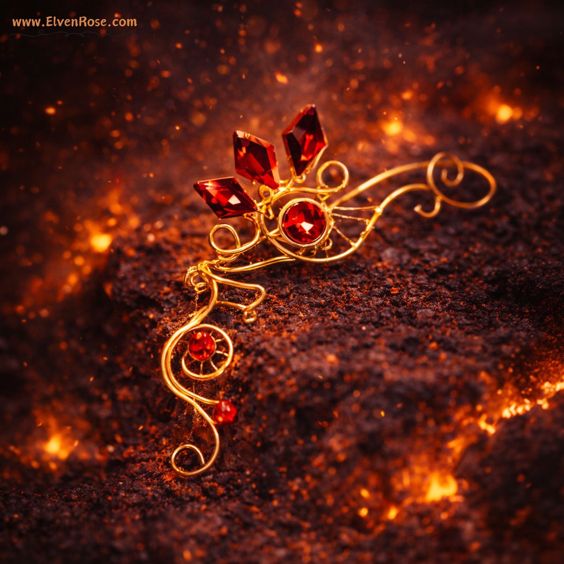 "Fire Sprite" Fantasy Ear Cuff - Elven Rose