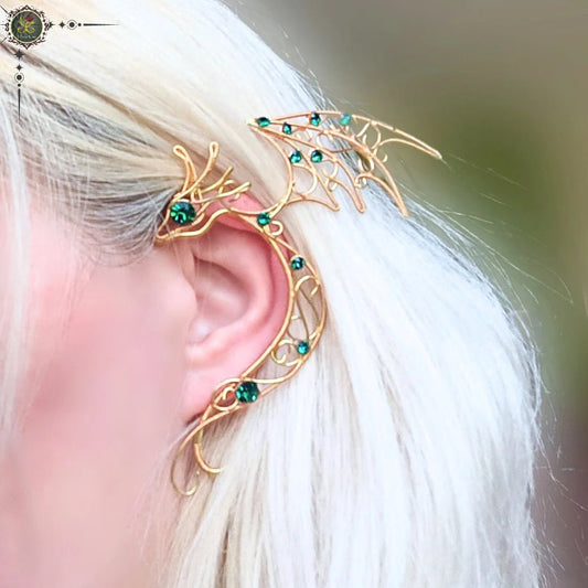 Golden Dragon Ear Wrap - Elven Rose