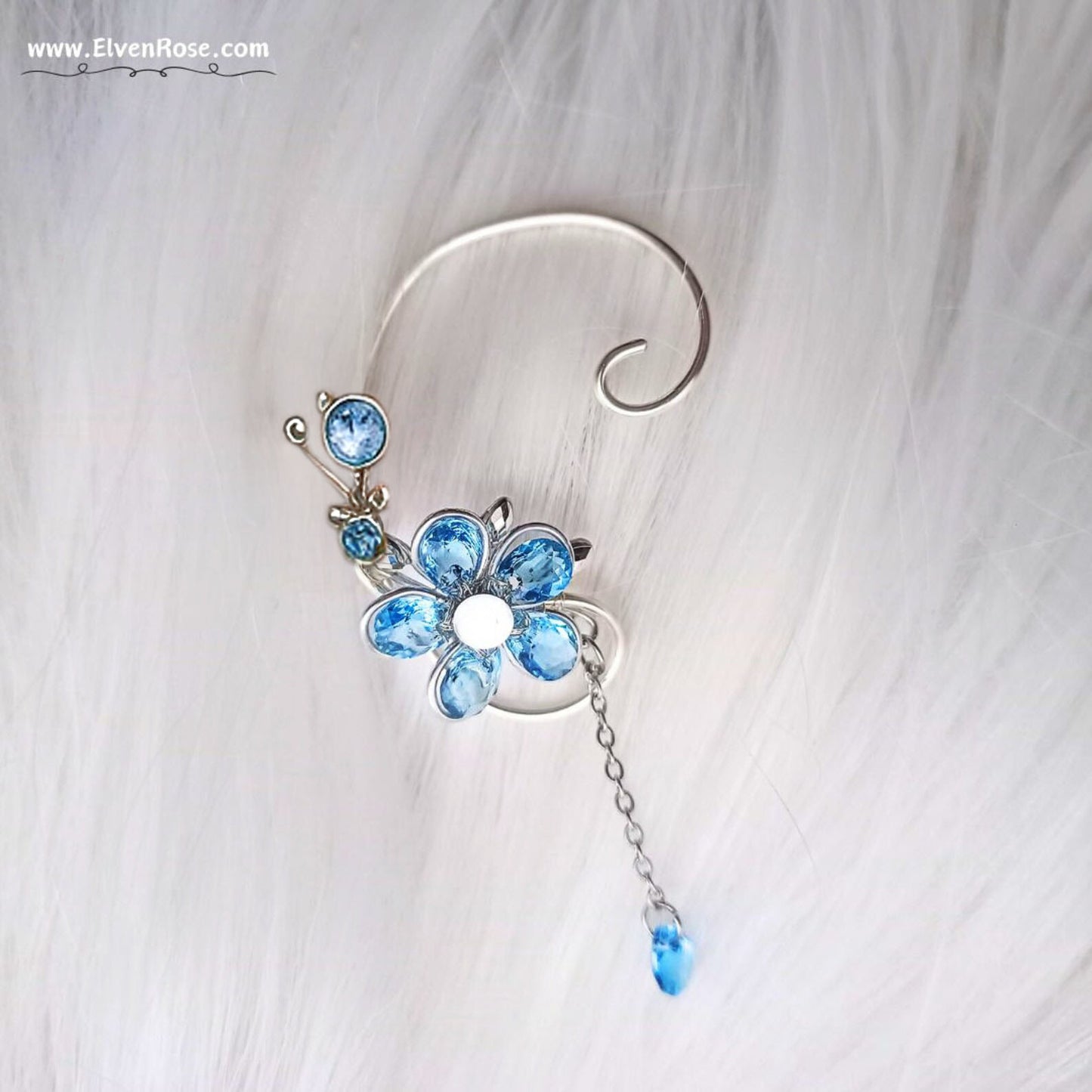Azure Bloom in a Rainy Day Ear Wrap earrings