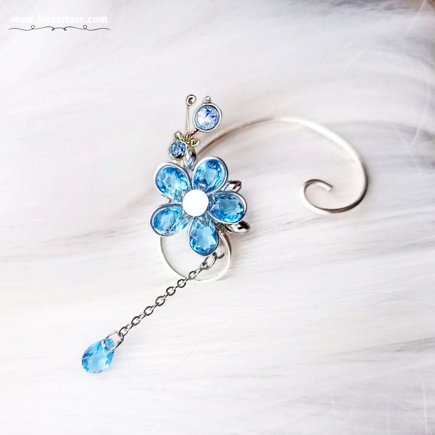Azure Bloom in a Rainy Day Ear Wrap earrings