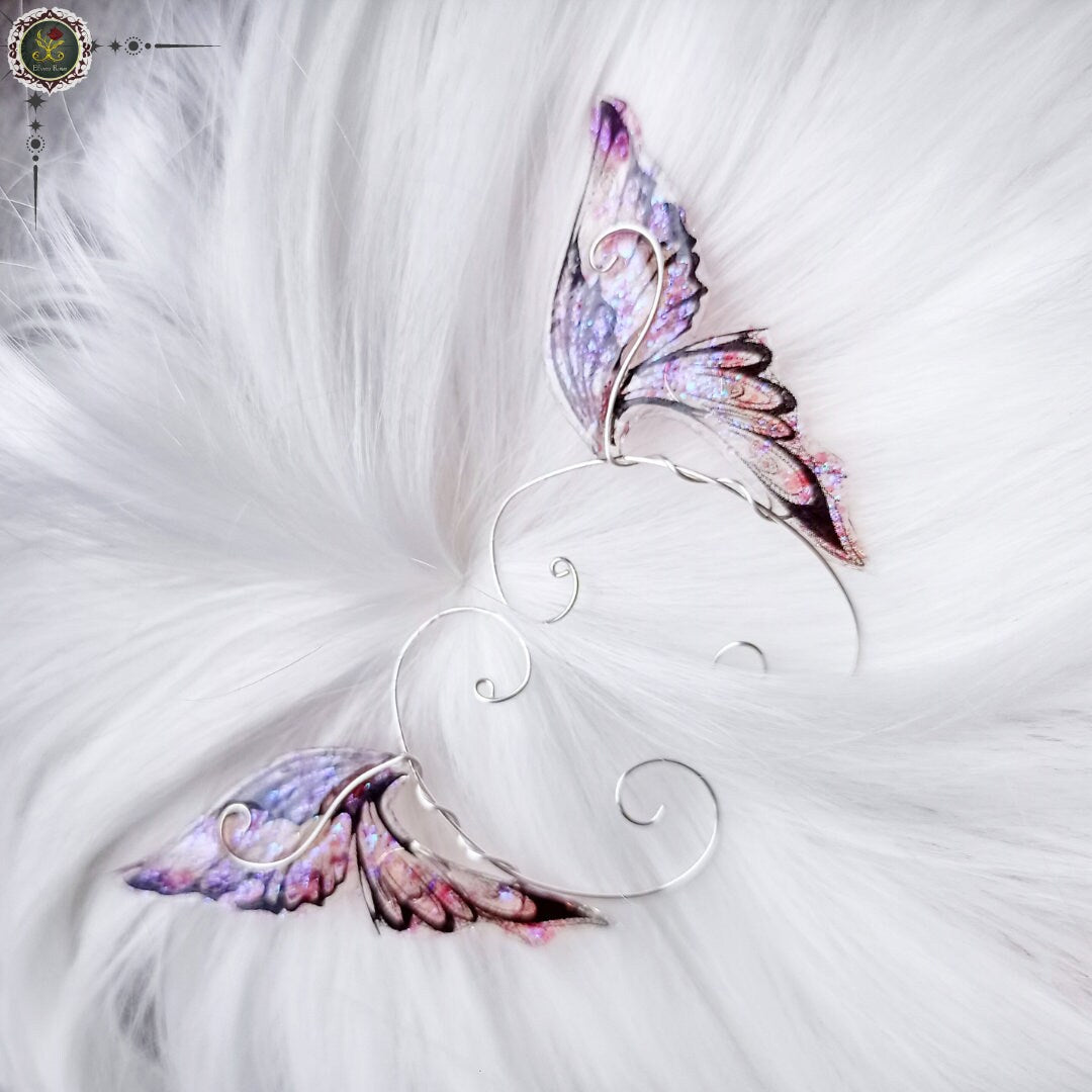 Purple Fairy Wing Ear Wrap Earrings