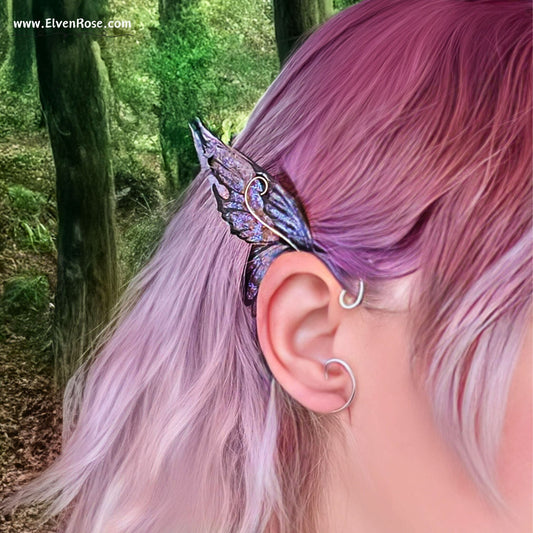Purple Fairy Wing Ear Wrap Earrings