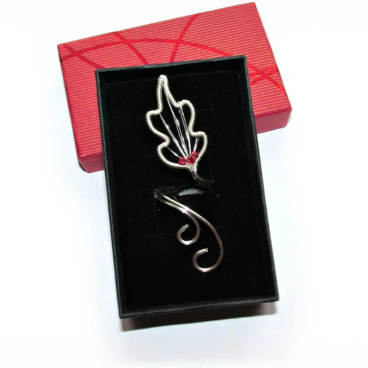 Inel spiralat cu frunze de argint