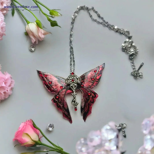 Magic Butterfly Pendant - Elven Rose