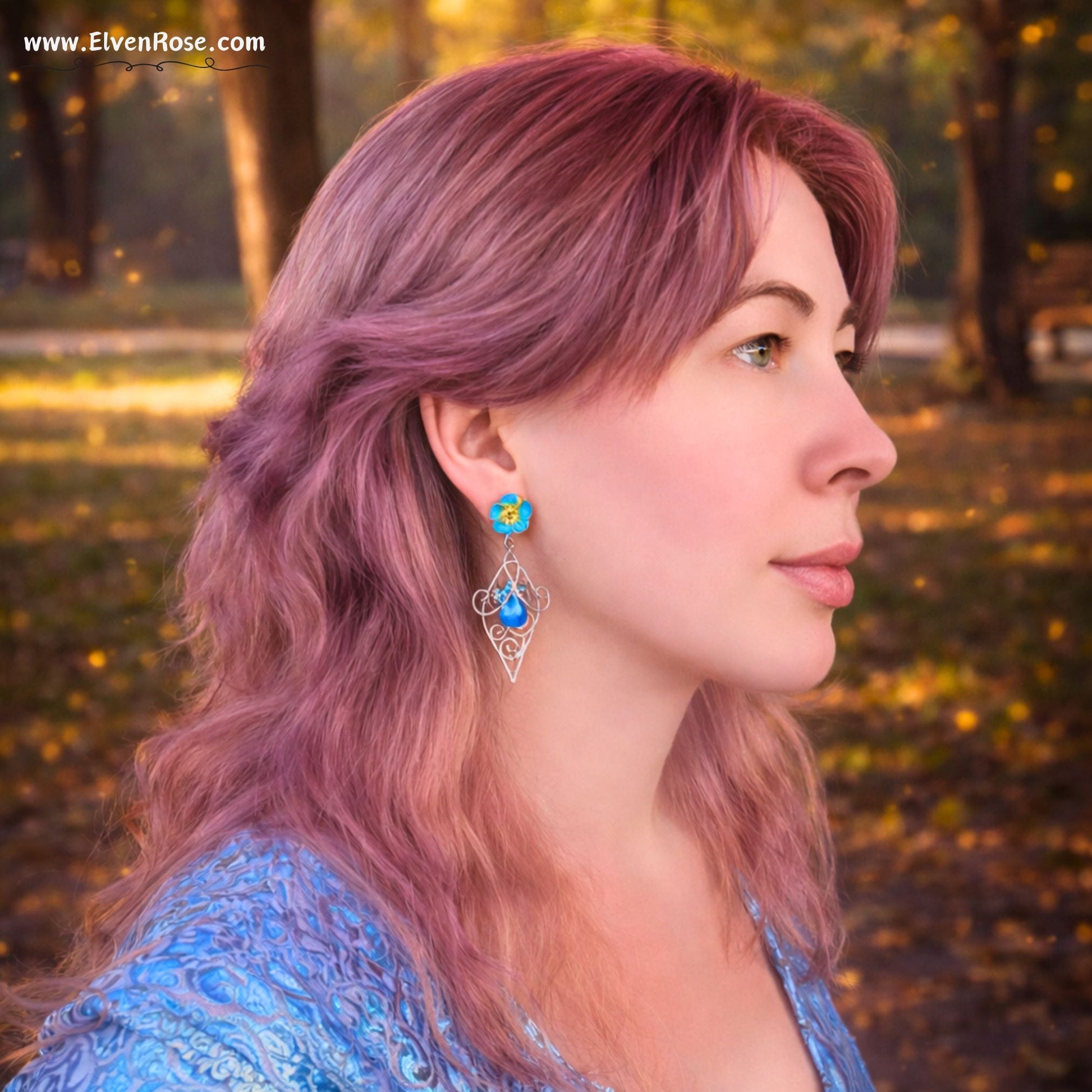Moonpetal Glow Earrings - Elven Rose