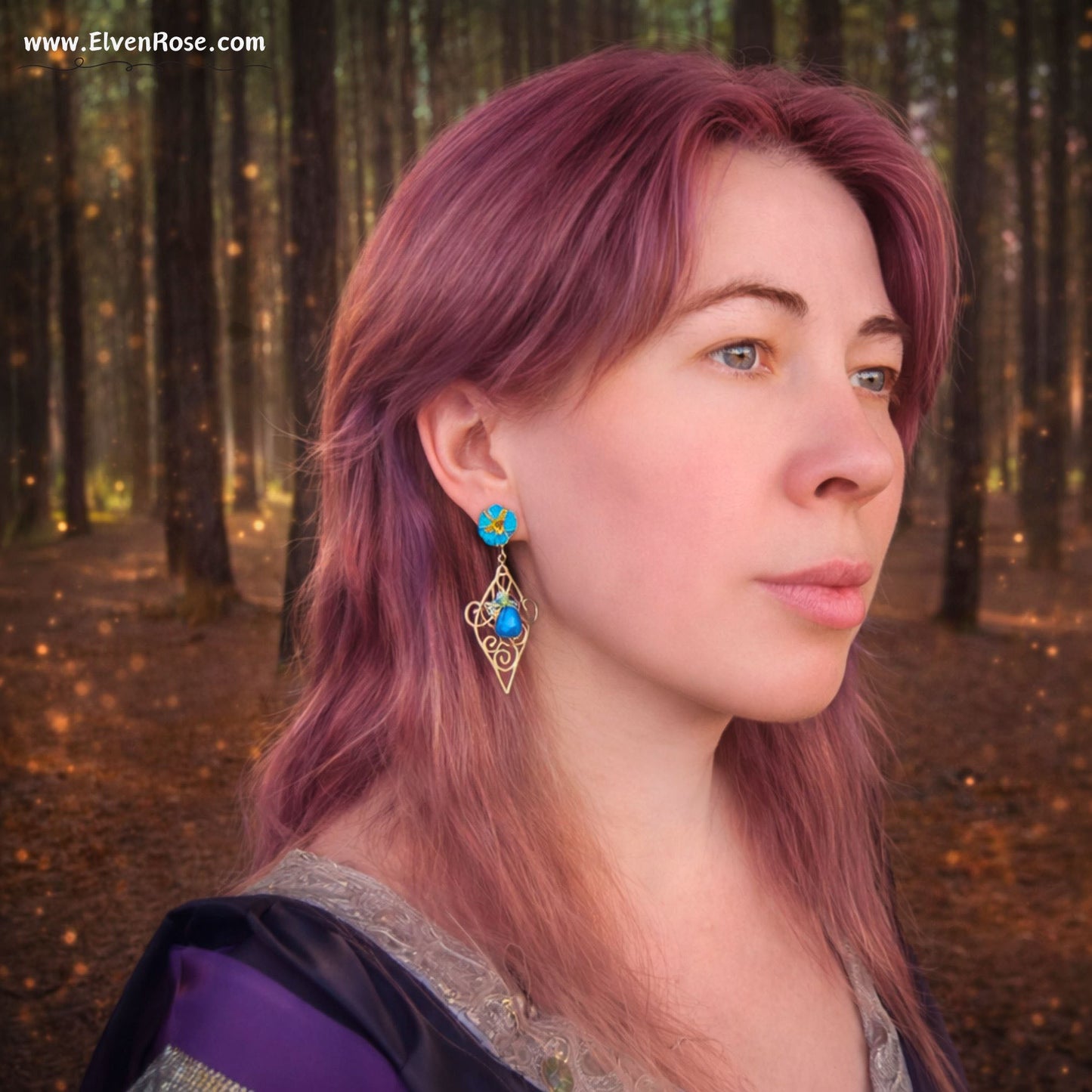Moonpetal Glow Earrings - Elven Rose