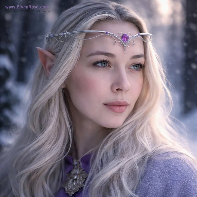 "Purple Dream Tiara" Silver Fantasy Crown with Crystals - Elven Rose