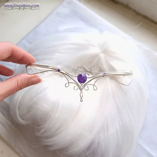 "Purple Dream Tiara" Silver Fantasy Crown with Crystals - Elven Rose