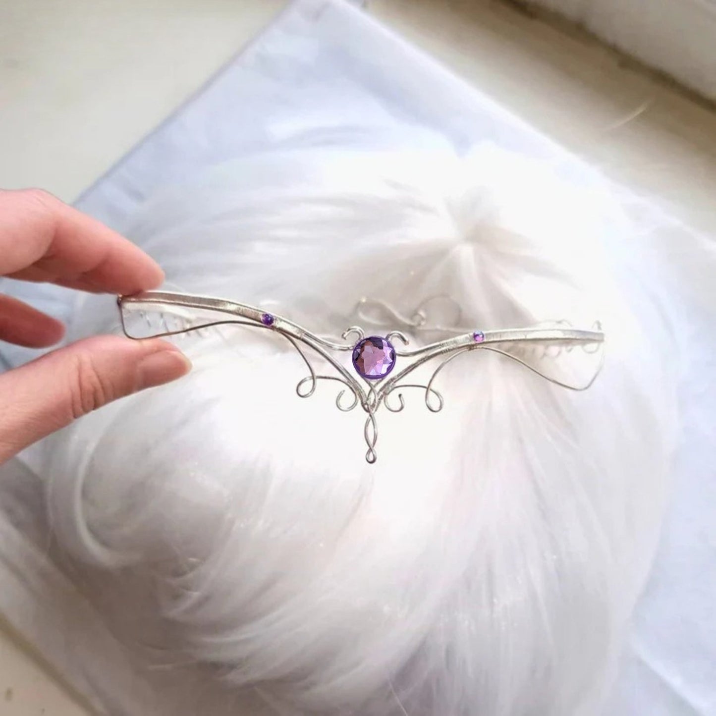 "Purple Dream Tiara" Silver Fantasy Crown with Crystals - Elven Rose
