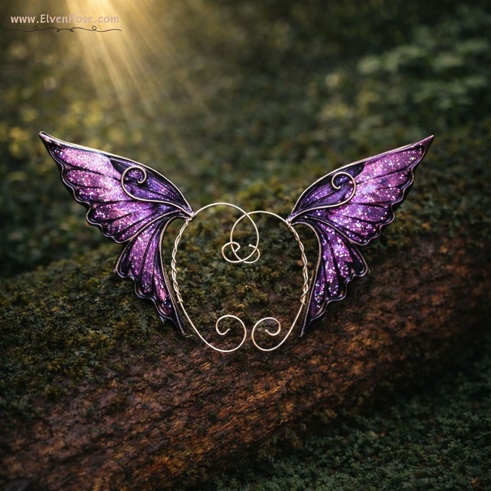 Purple Fairy Ear Wrap Earrings - Elven Rose
