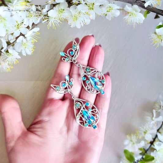 Whispers of Starlight Earrings - Elven Rose