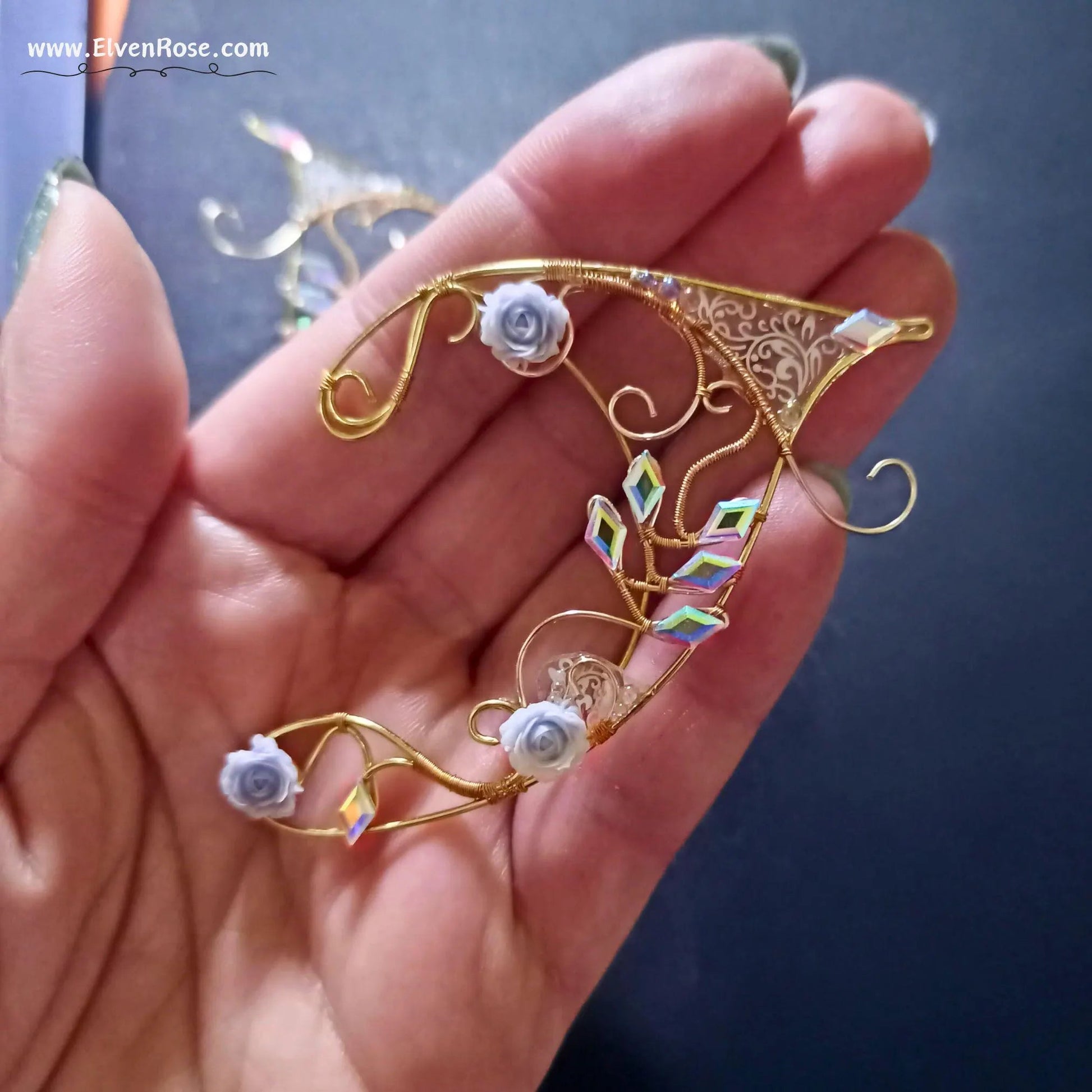 Winter Garden Elf Ear Cuffs - Elven Rose