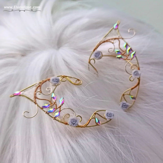 Winter Garden Elf Ear Cuffs - Elven Rose