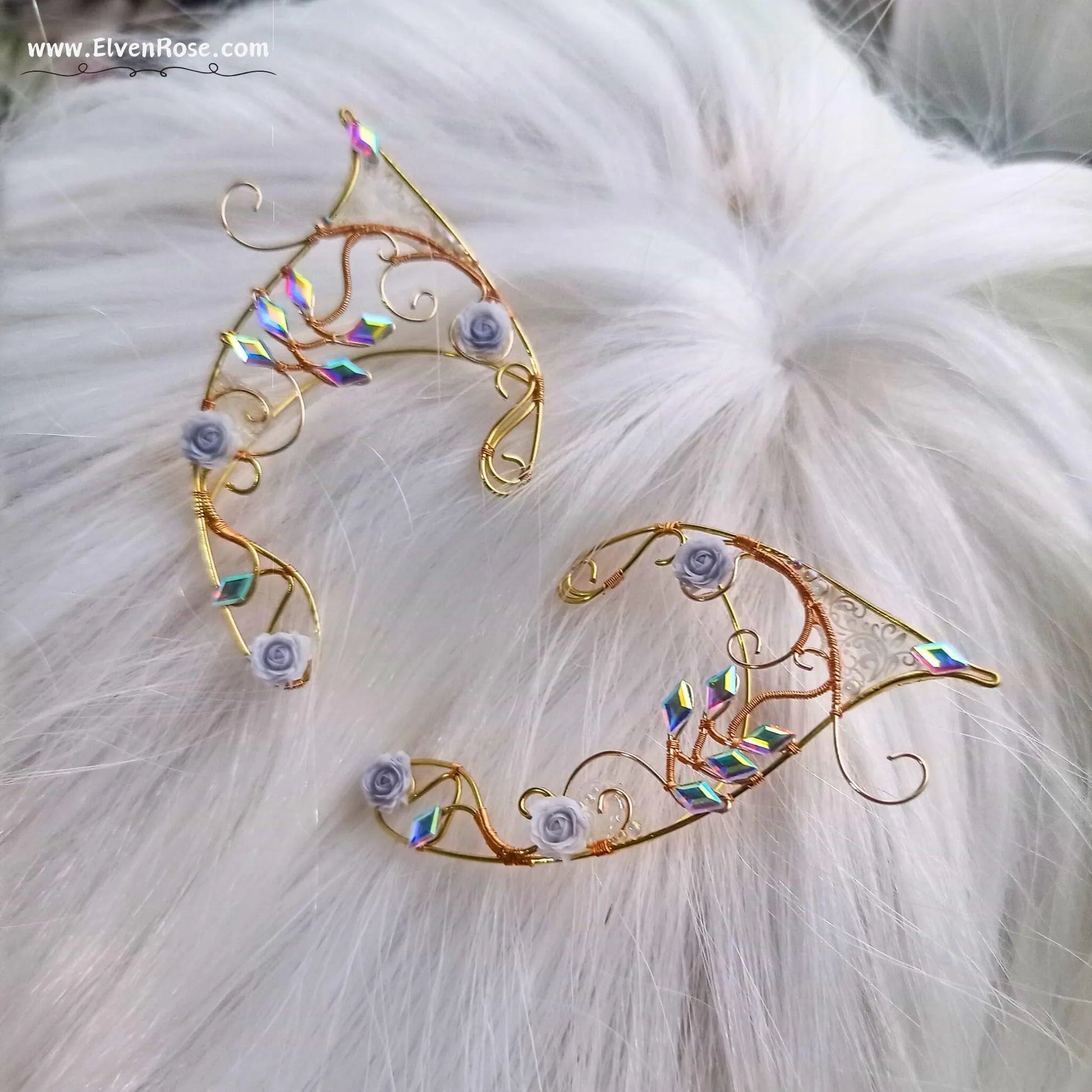 Winter Garden Elf Ear Cuffs - Elven Rose