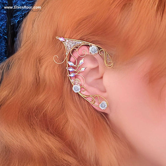 Winter Garden Elf Ear Cuffs - Elven Rose
